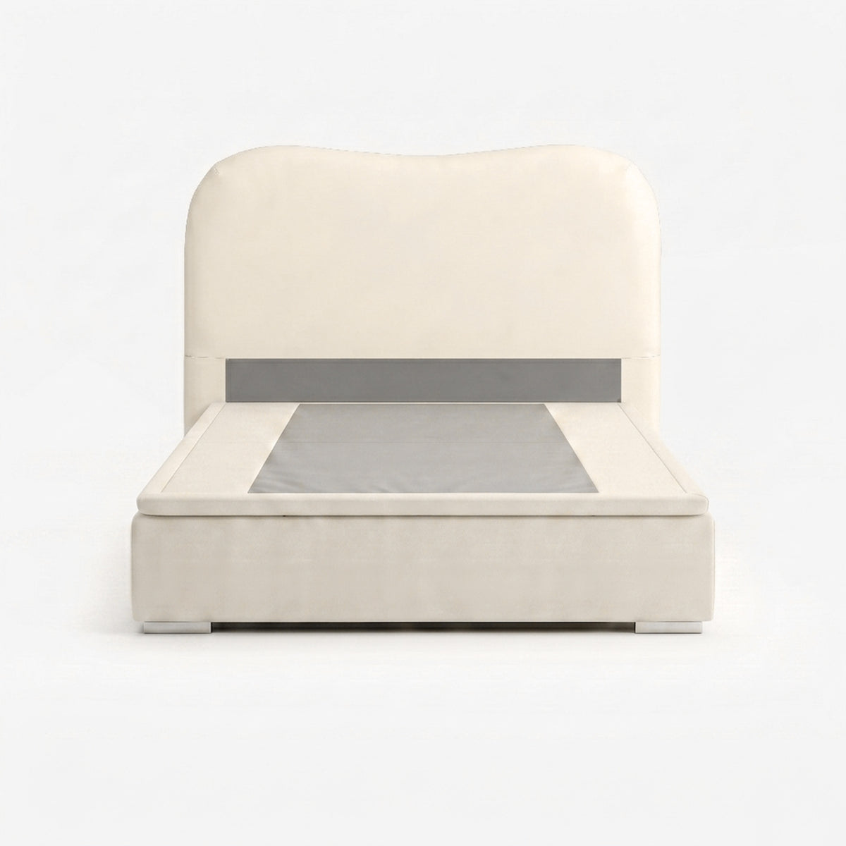 Marlow queen lift up storage bed frame in white performance fabric