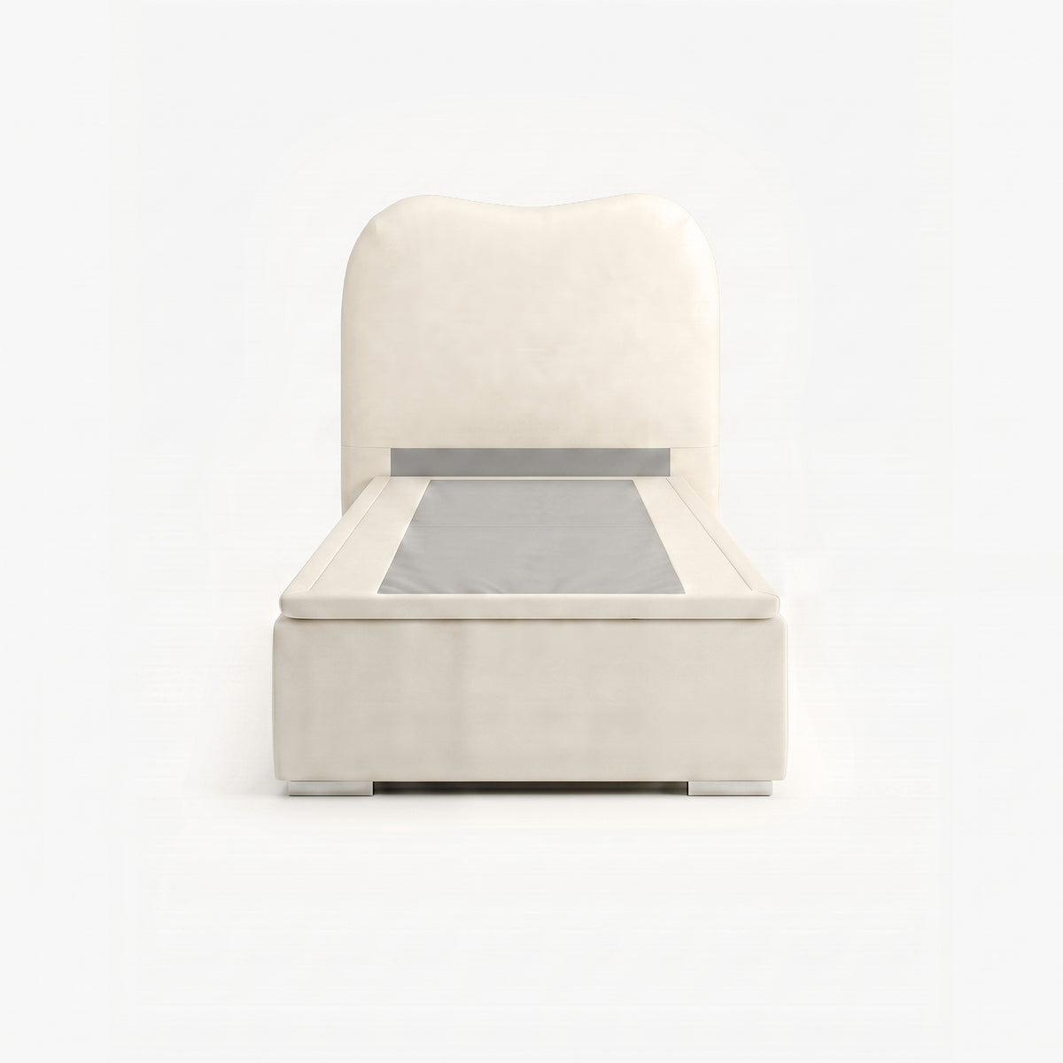 Marlow single high lift up storage bed frame in white performance fabric