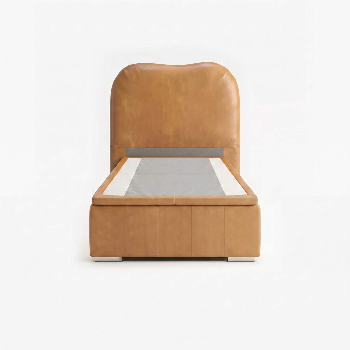 Marlow single high lift up storage bed frame in chester tan leather