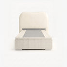 Marlow super single high lift up storage bed frame in white performance fabric