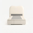 Marlow super single lift up storage bed frame in white performance fabric