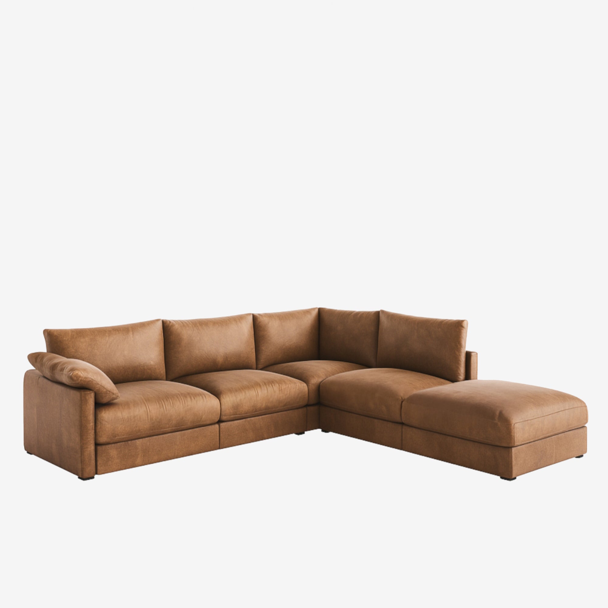 Melo Sectional Leather Sofa Right Chester Cocoa