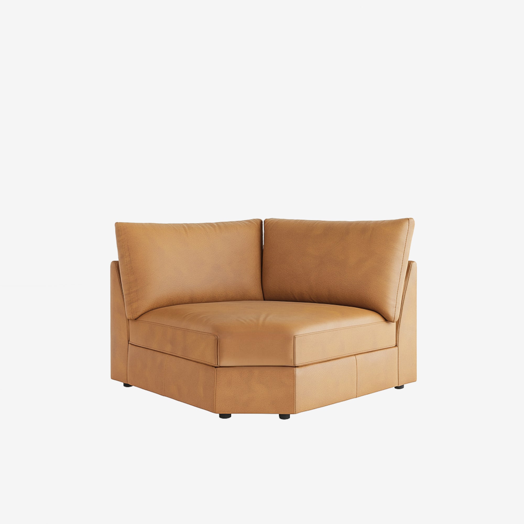 Melo Curved Corner Leather Sofa Chester Tan