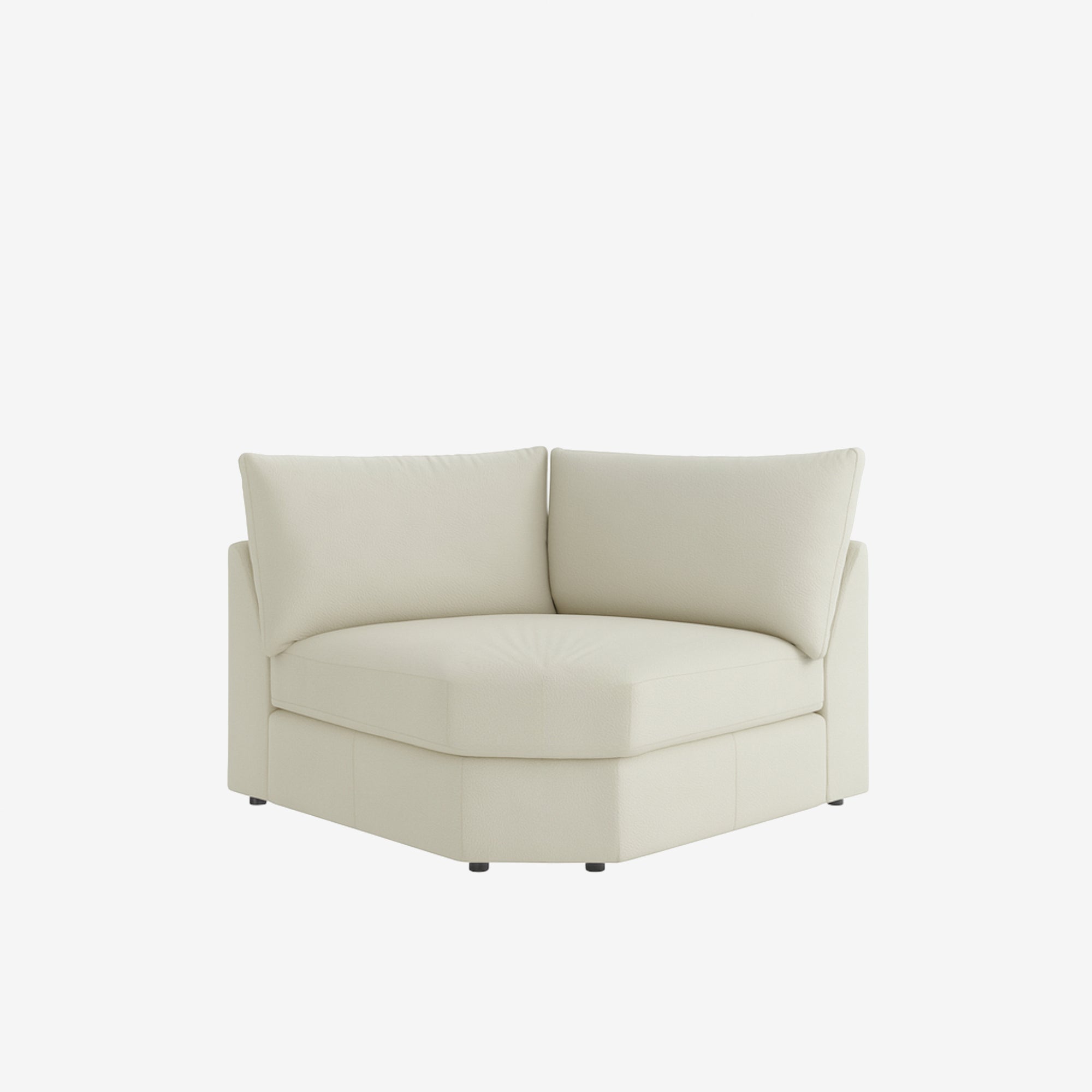Melo Curved Corner Leather Sofa Natural Beige