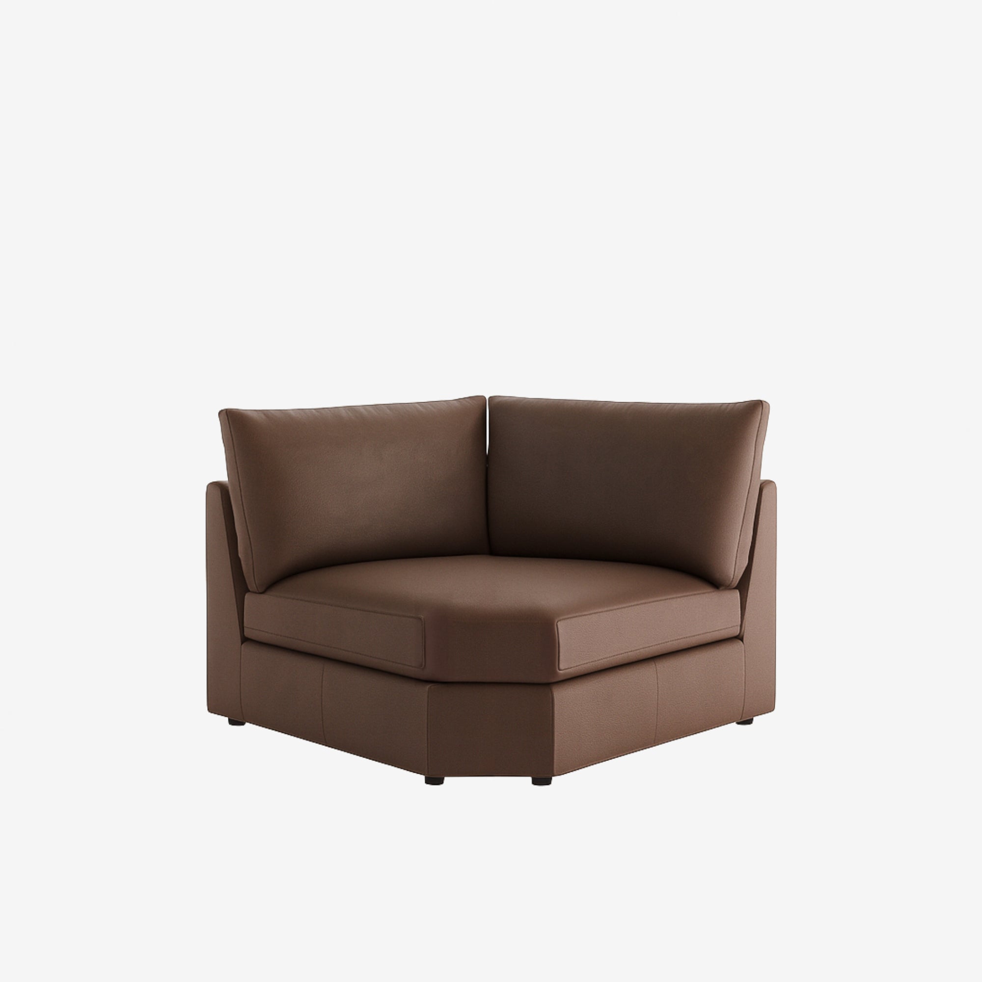 Melo Curved Corner Leather Sofa Natural Brown