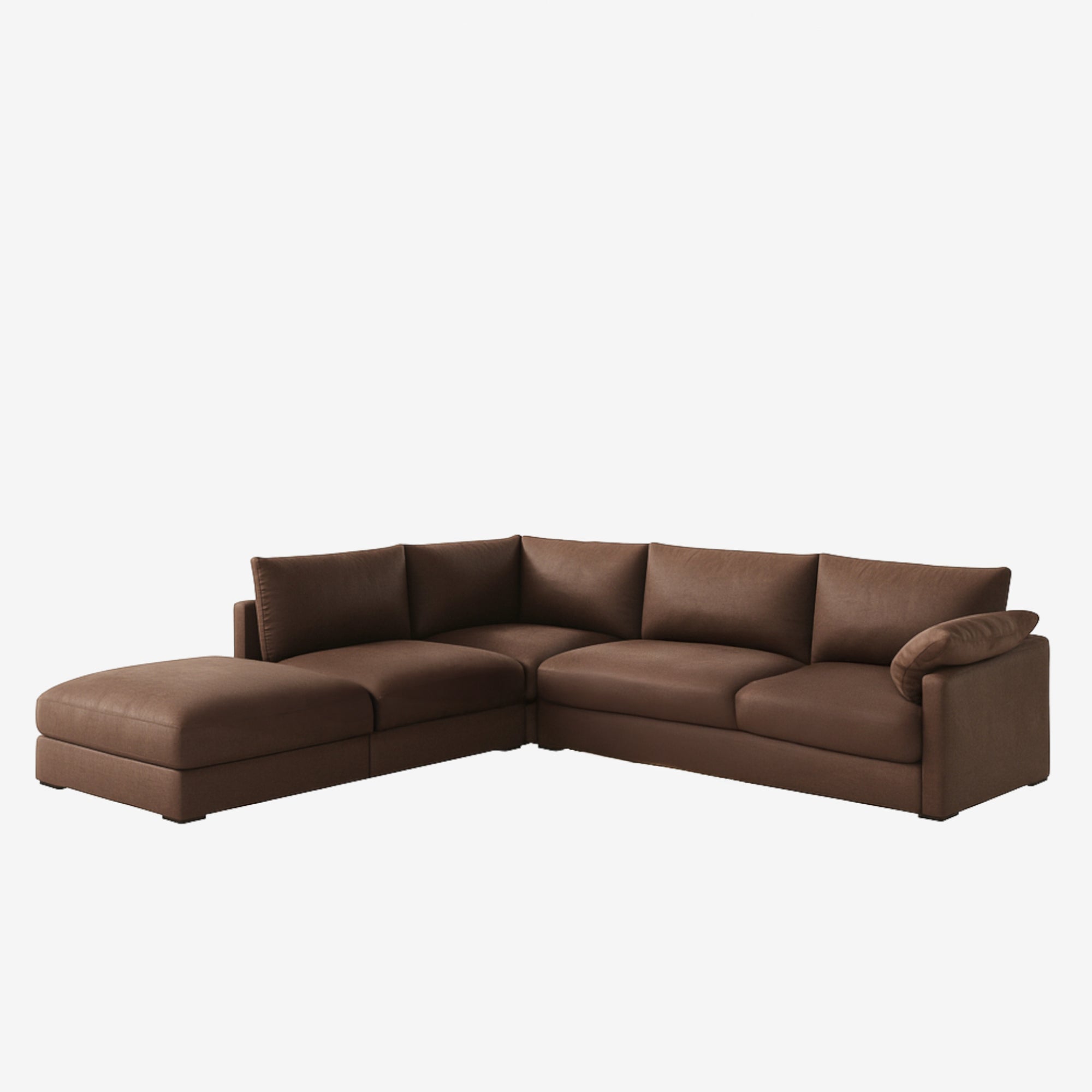 Melo Sectional Leather Sofa Left Natural Brown