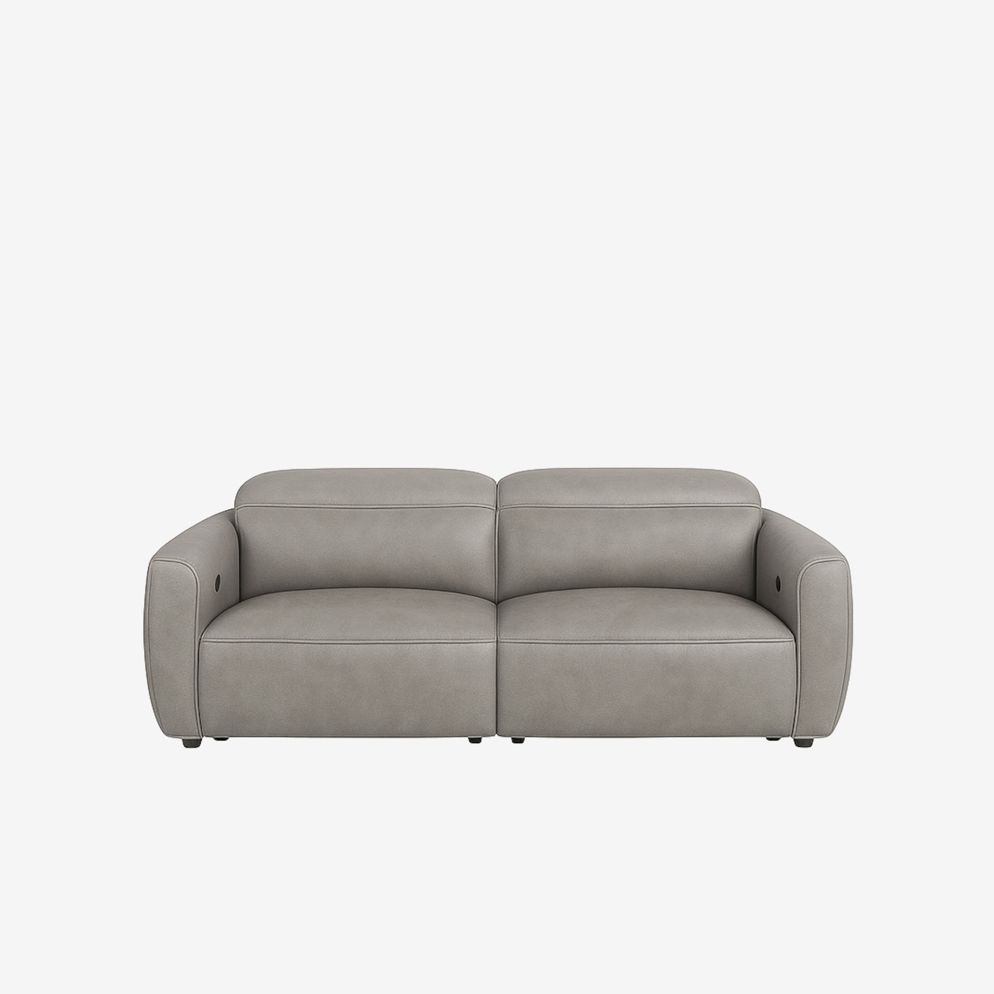 Nido 2 Seater Recliner Sofa - Leather - Natural Grey