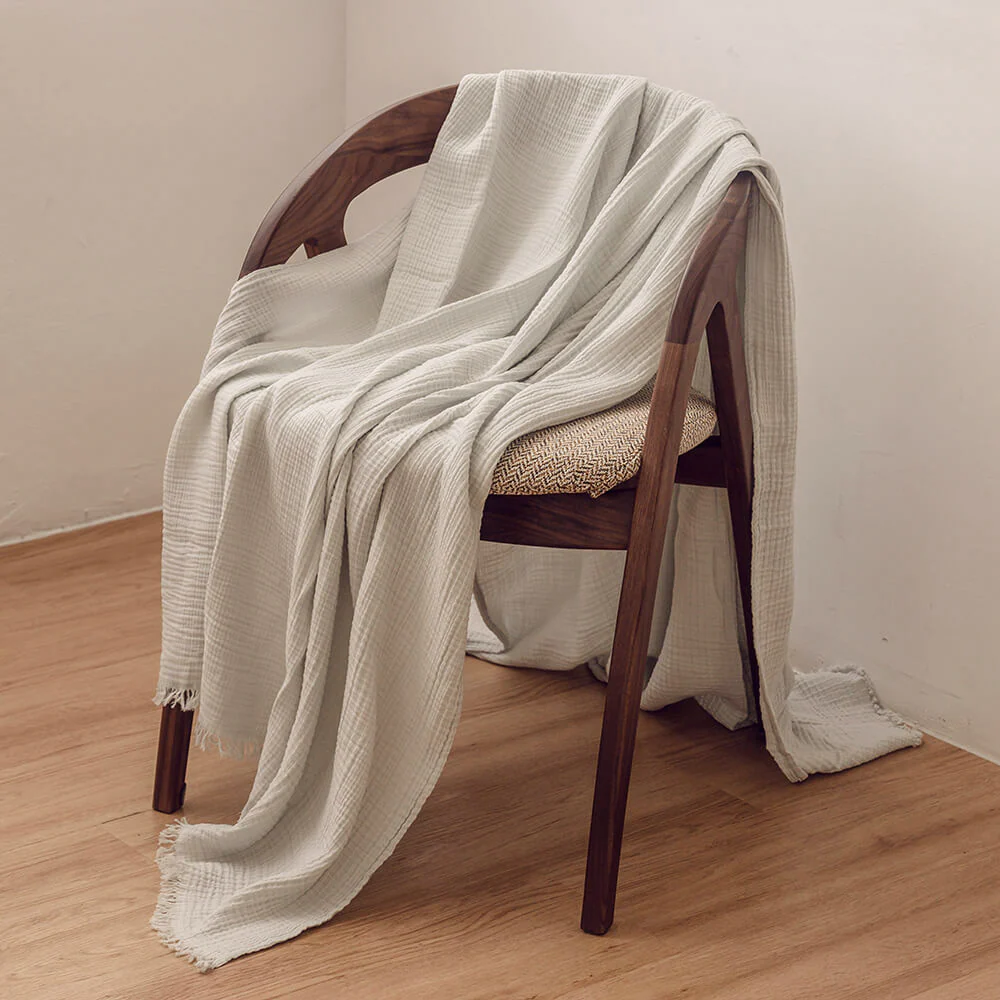 Sunday Bedding - Organic Cotton Cloud Throw Frosted Mint Lifestyle Photo