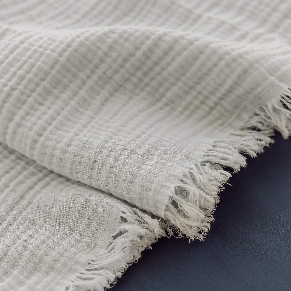 Sunday Bedding - Organic Cotton Cloud Throw Frosted Mint Detail Photo
