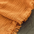 Sunday Bedding - Organic Cotton Cloud Throw Sienna Yellow Detail Photo