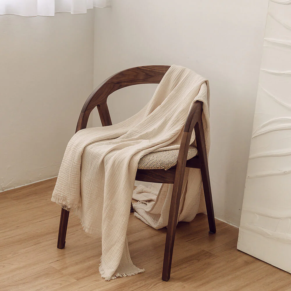 Sunday Bedding - Organic Cotton Cloud Throw Soft Ecru Lifestyle Photo