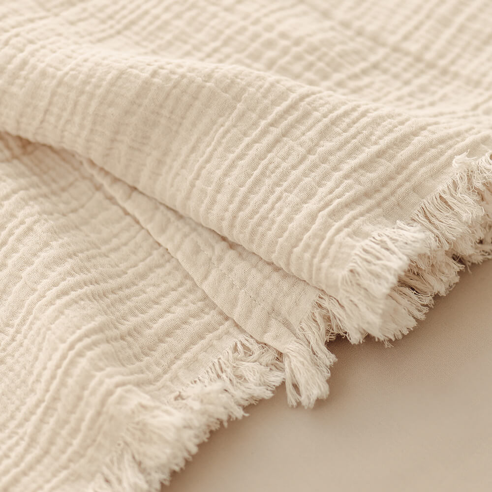 Sunday Bedding - Organic Cotton Cloud Throw Soft Ecru Detail Photo