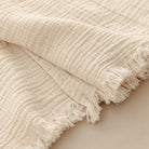 Sunday Bedding - Organic Cotton Cloud Throw Soft Ecru Detail Photo