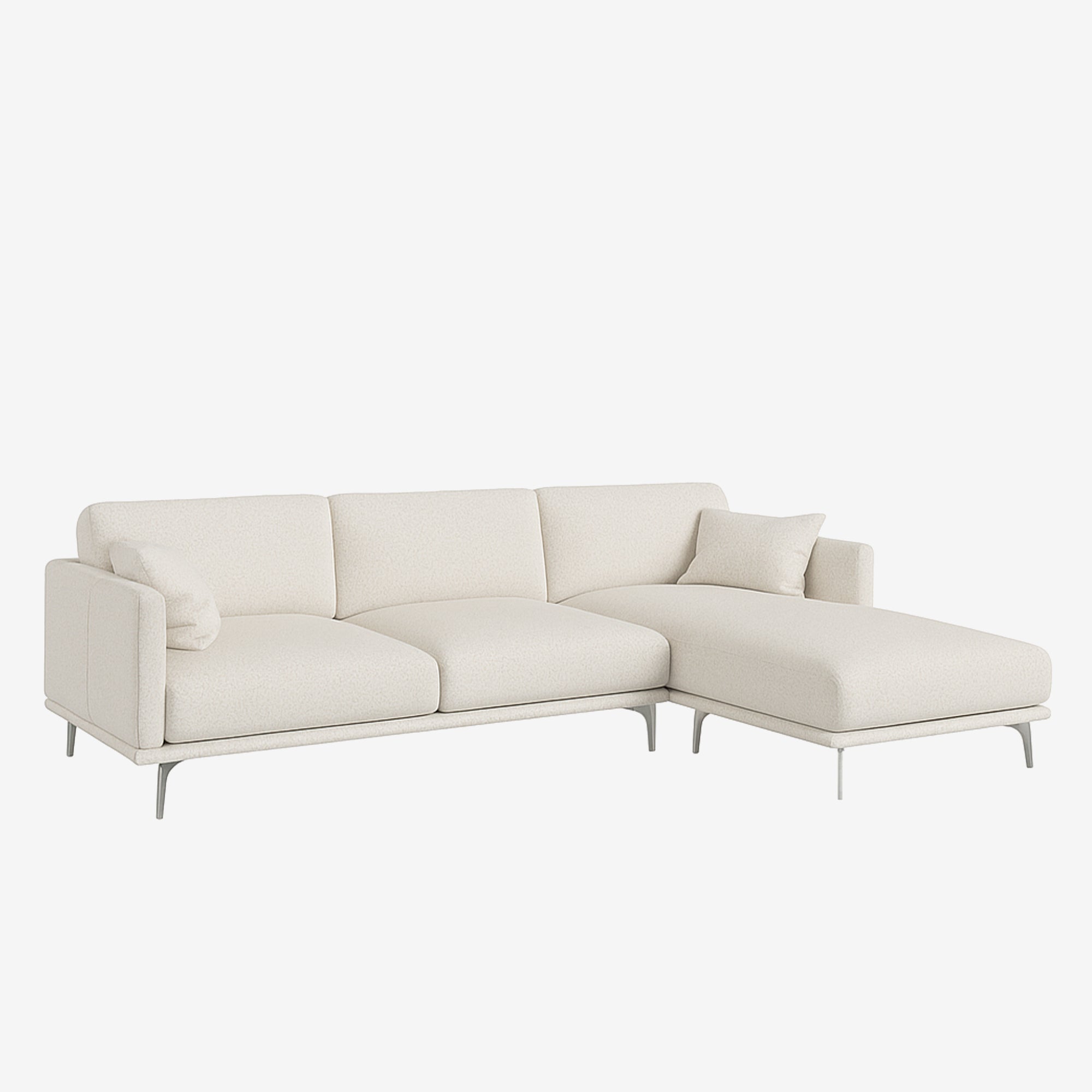 Portage L-Shaped Fabric Sofa Seashell Right
