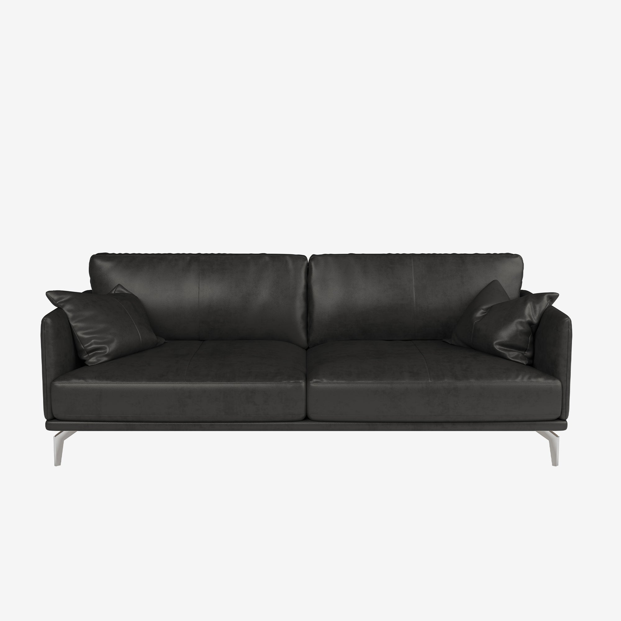Portage 3 Seater Leather Sofa Raw Black