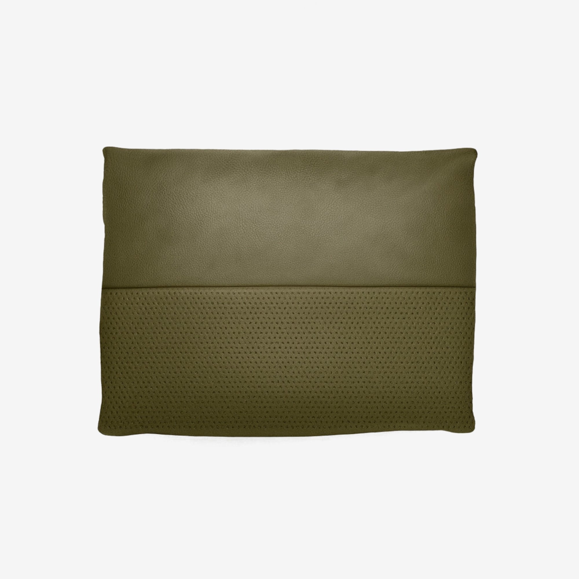Portage Leather Cushion Satine Olive