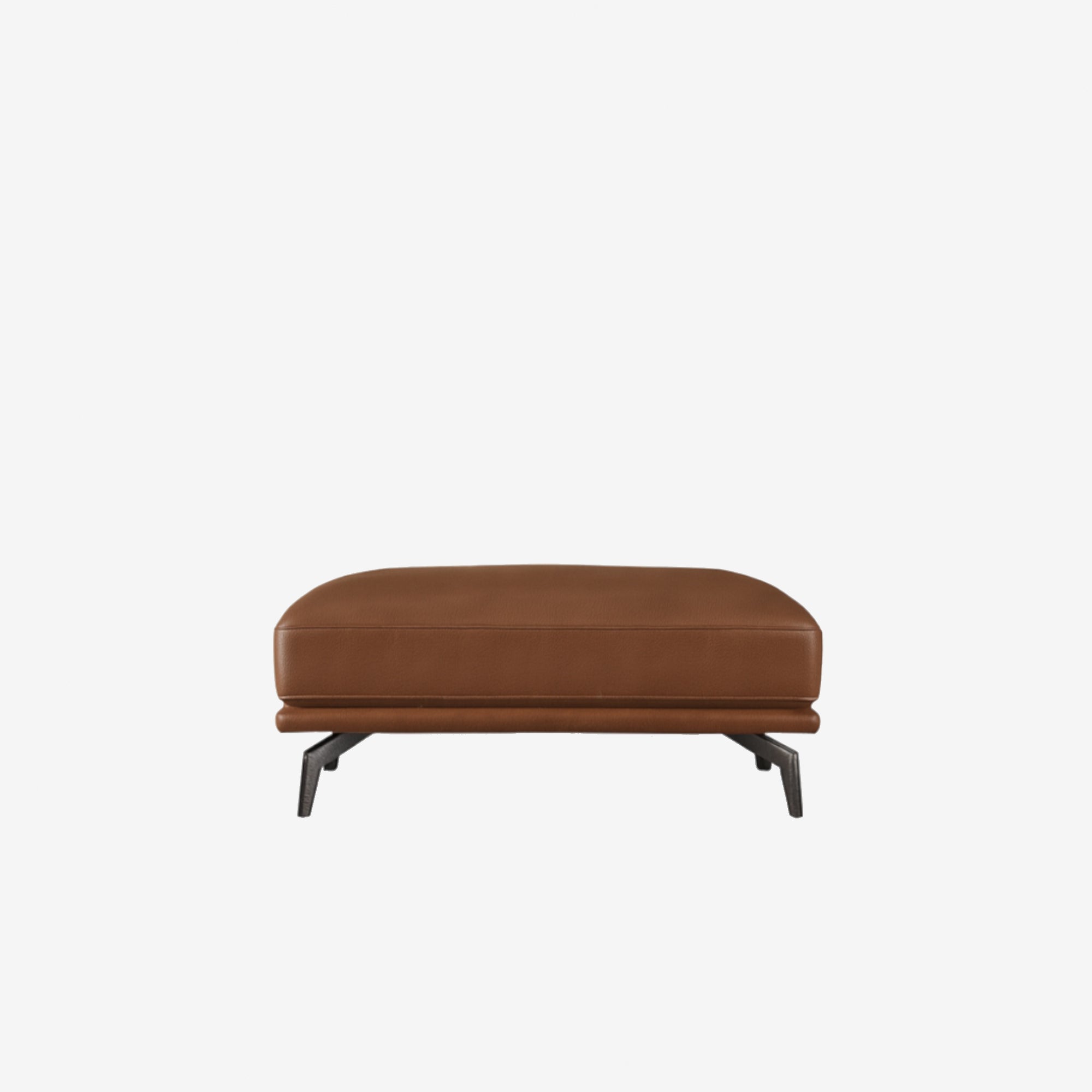 Portage Leather Ottoman Satine Natural Brown