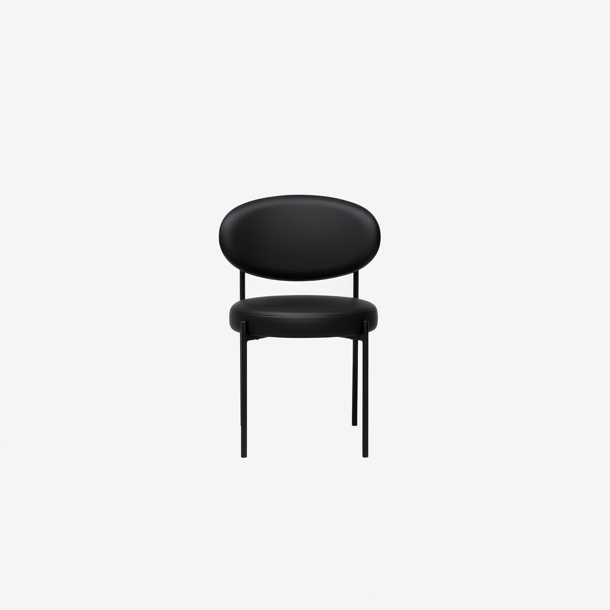 Sol Dining Chair - Leather - Black - Front