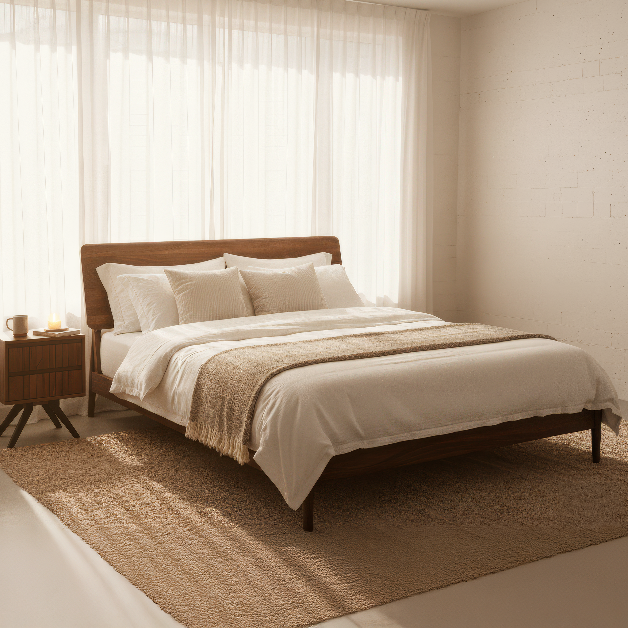 Sonno Bed - Mocha Walnut Lifestyle Photo
