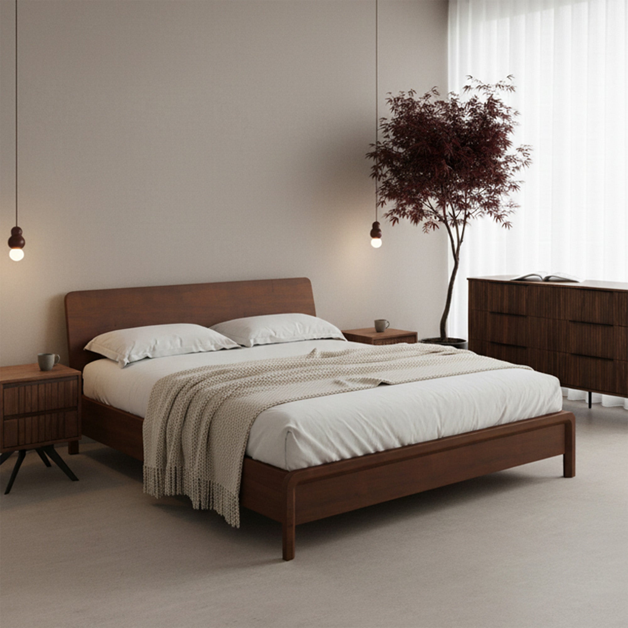 Sonno Bed - Mocha Walnut Lifestyle Photo