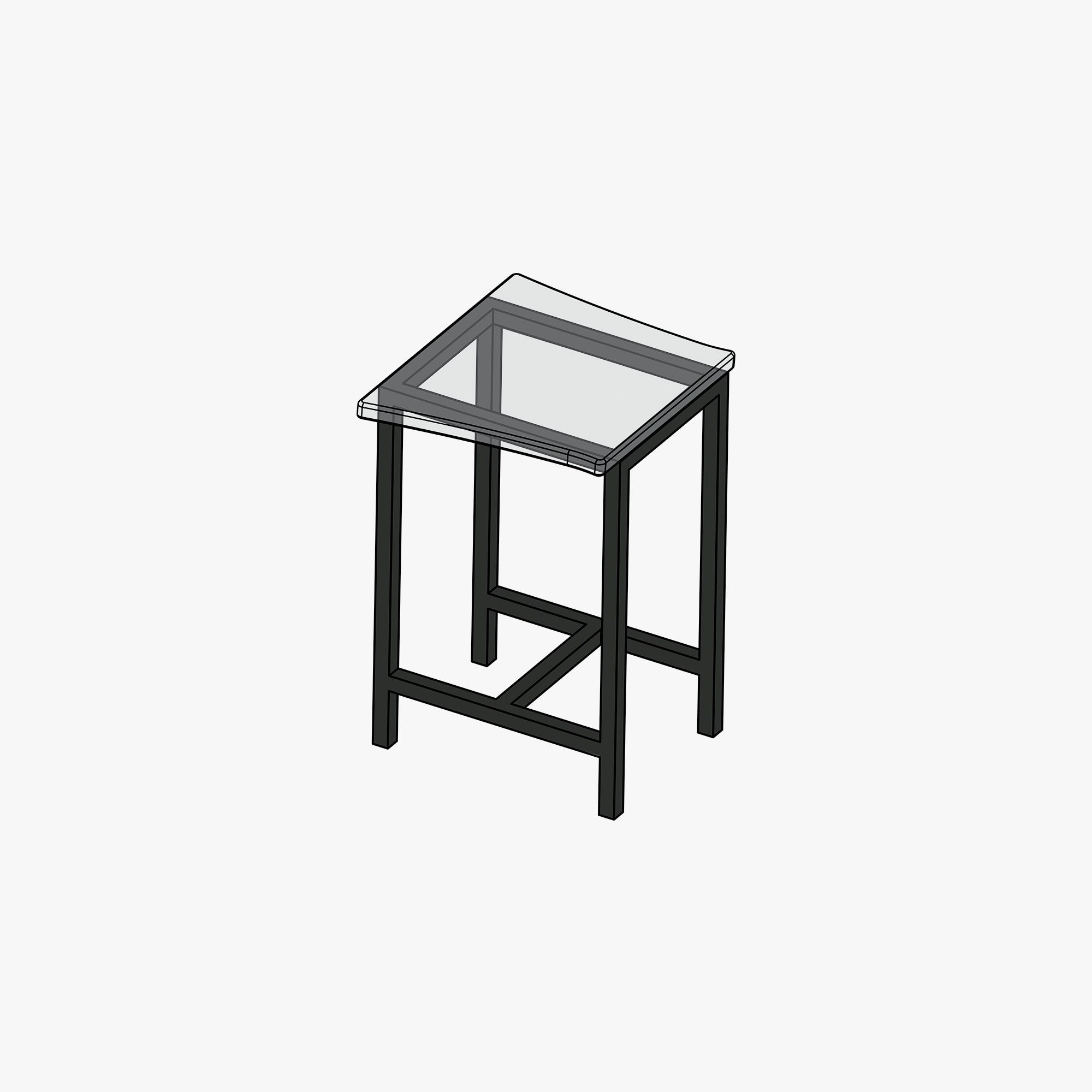 Square Barstool Leg - Black