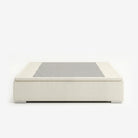 King high lift up storage bed frame in white performance fabric


