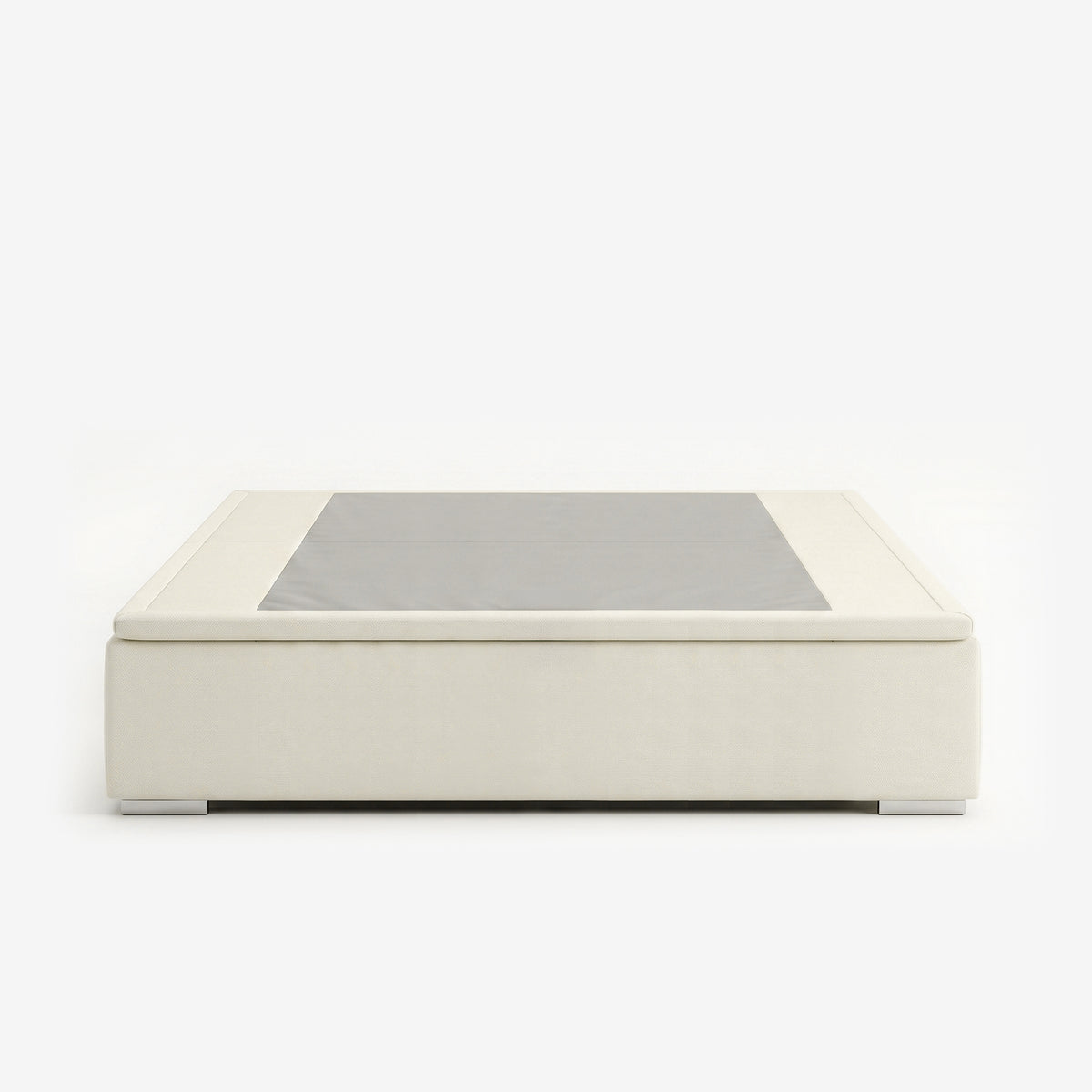 King high lift up storage bed frame in white performance fabric

