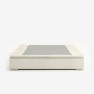 King lift up storage bed frame in white performance fabric

