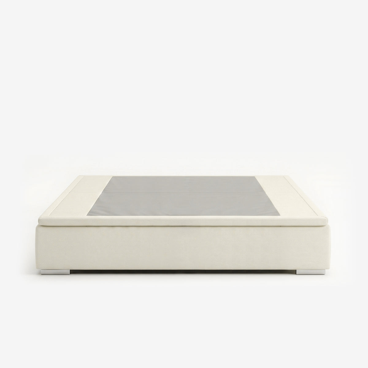 King lift up storage bed frame in white performance fabric

