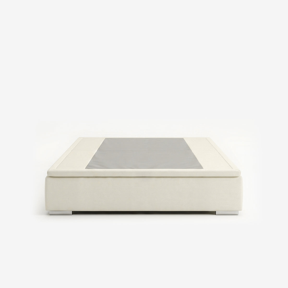 Queen lift up storage bed frame in white performance fabric
