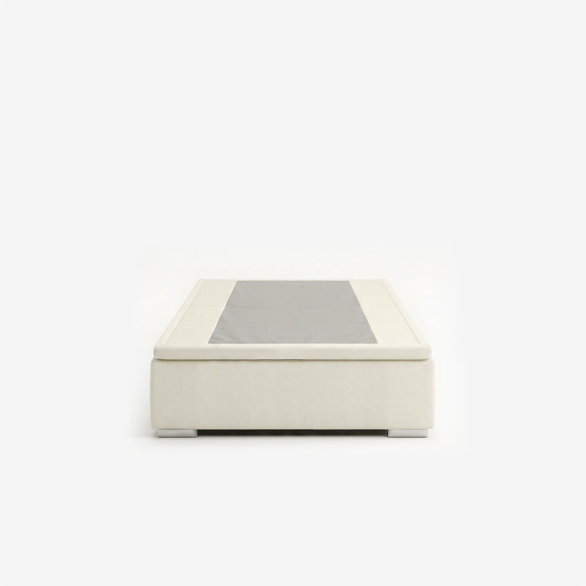 Single lift up storage bed frame in white performance fabric
