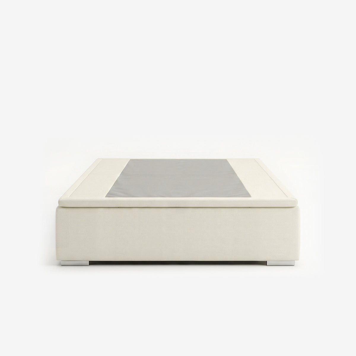 Queen high lift up storage bed frame in white performance fabric
