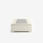 Single high lift up storage bed frame in white performance fabric