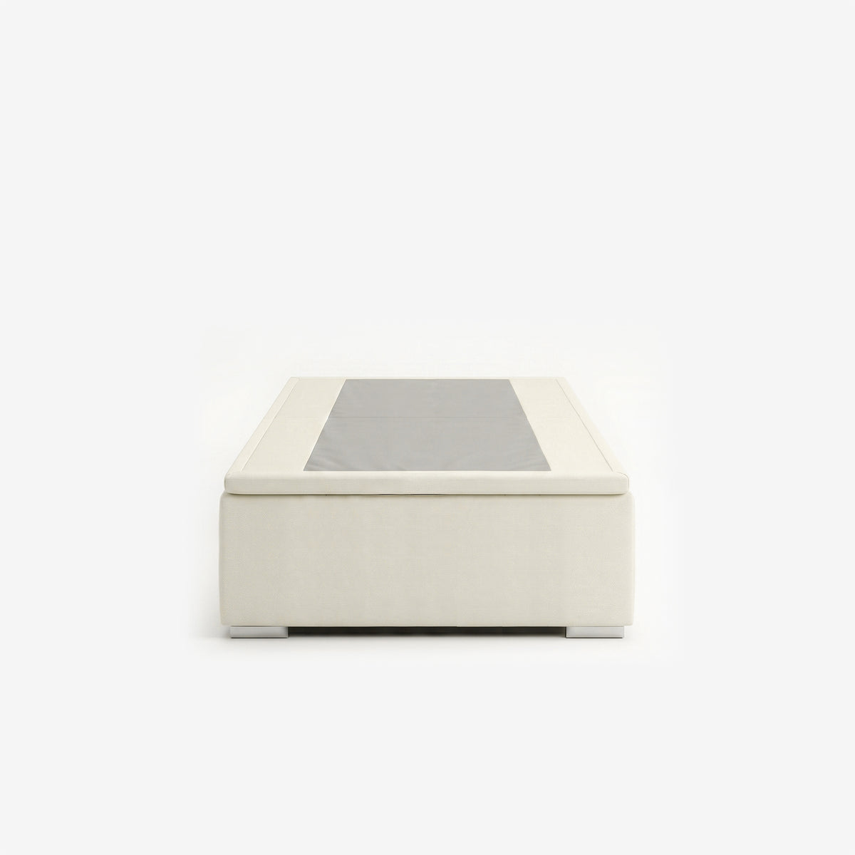 Single high lift up storage bed frame in white performance fabric