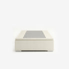 Super single high lift up storage bed frame in white performance fabric
