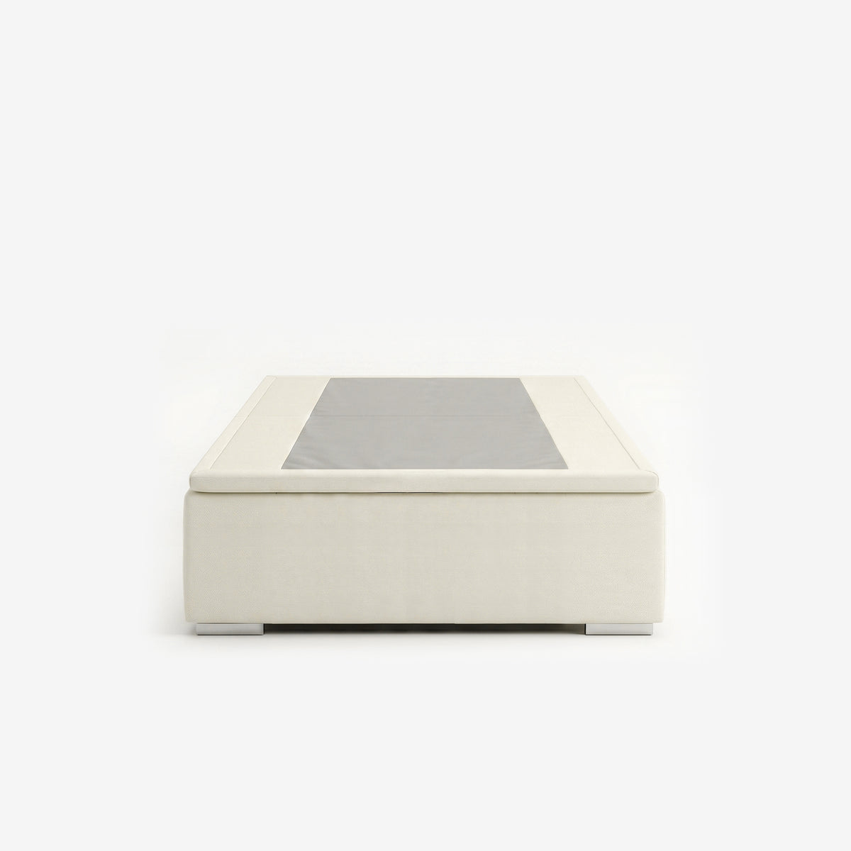 Super single high lift up storage bed frame in white performance fabric
