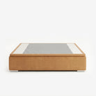 Tokyo king high lift up storage bed frame in chester tan leather
