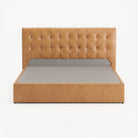 Tokyo king drawer storage bed frame in chester tan leather
