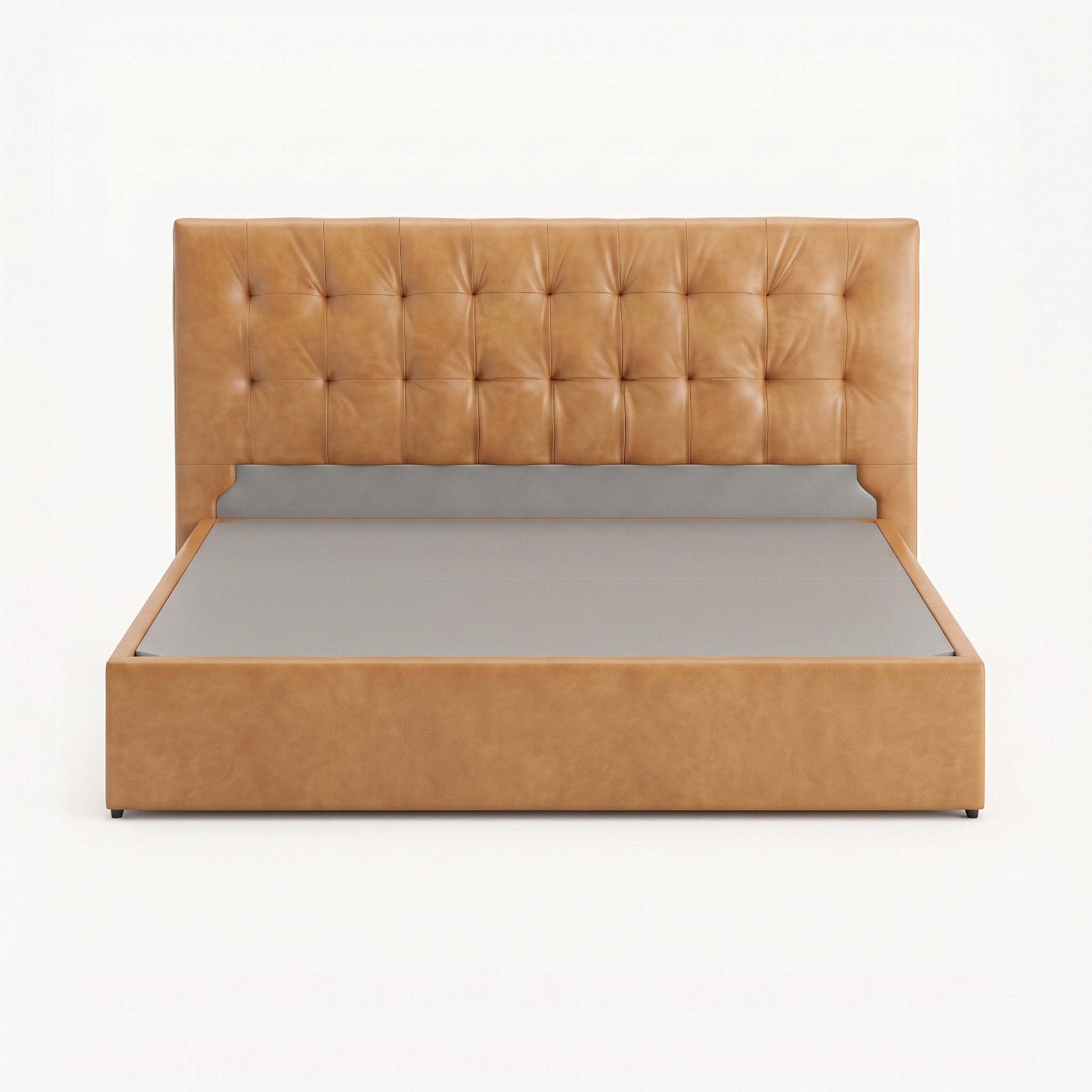Tokyo king drawer storage bed frame in chester tan leather

