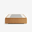 Tokyo queen high lift up storage bed frame in chester tan leather
