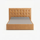Tokyo queen drawer storage bed frame in chester tan leather
