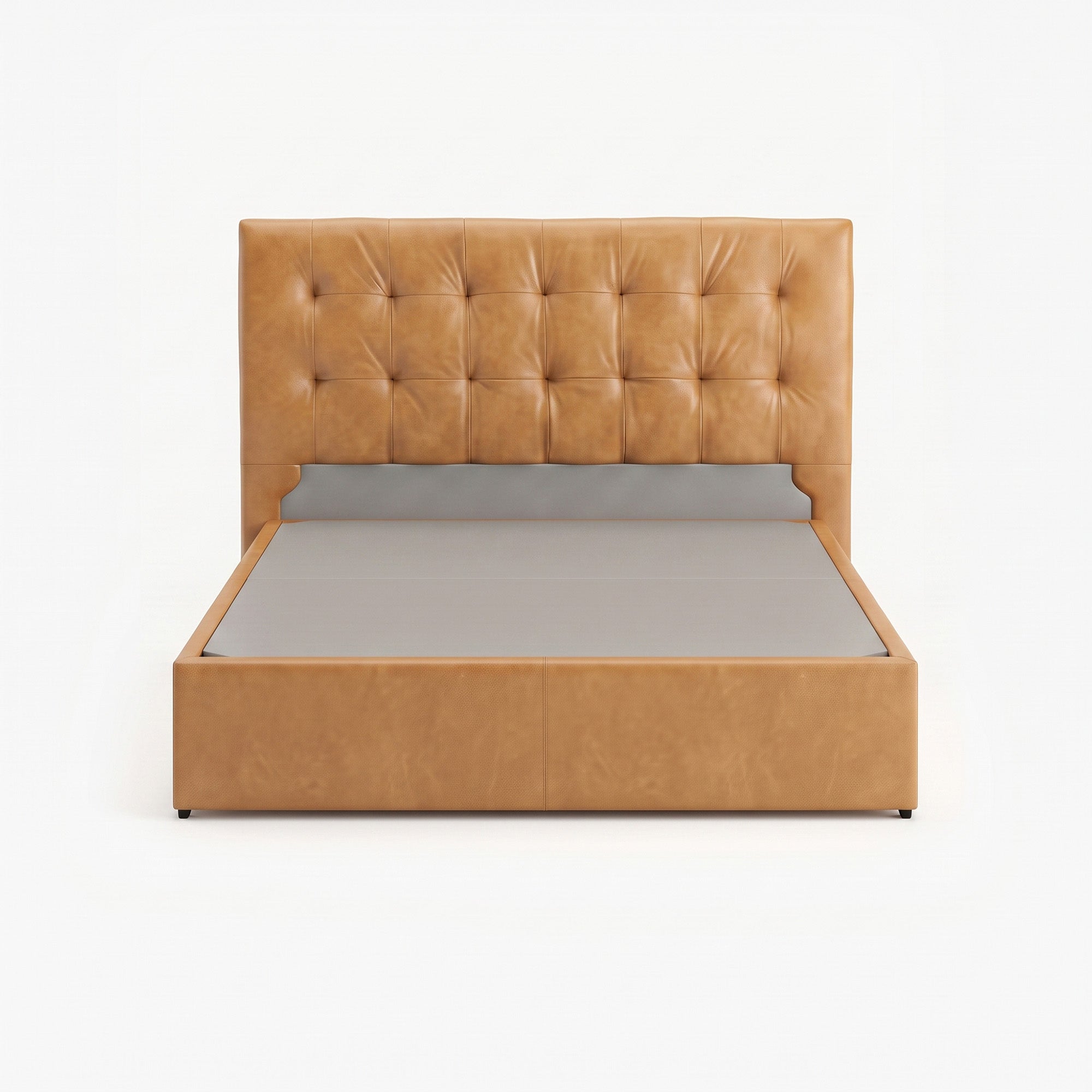 Tokyo queen drawer storage bed frame in chester tan leather
