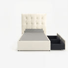 Tokyo single left drawer storage bed frame in white performance fabric