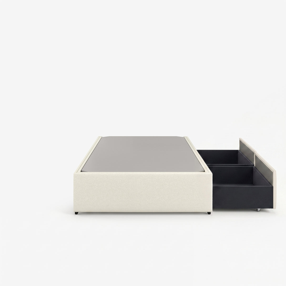 Tokyo single left drawer storage bed frame in white performance fabric