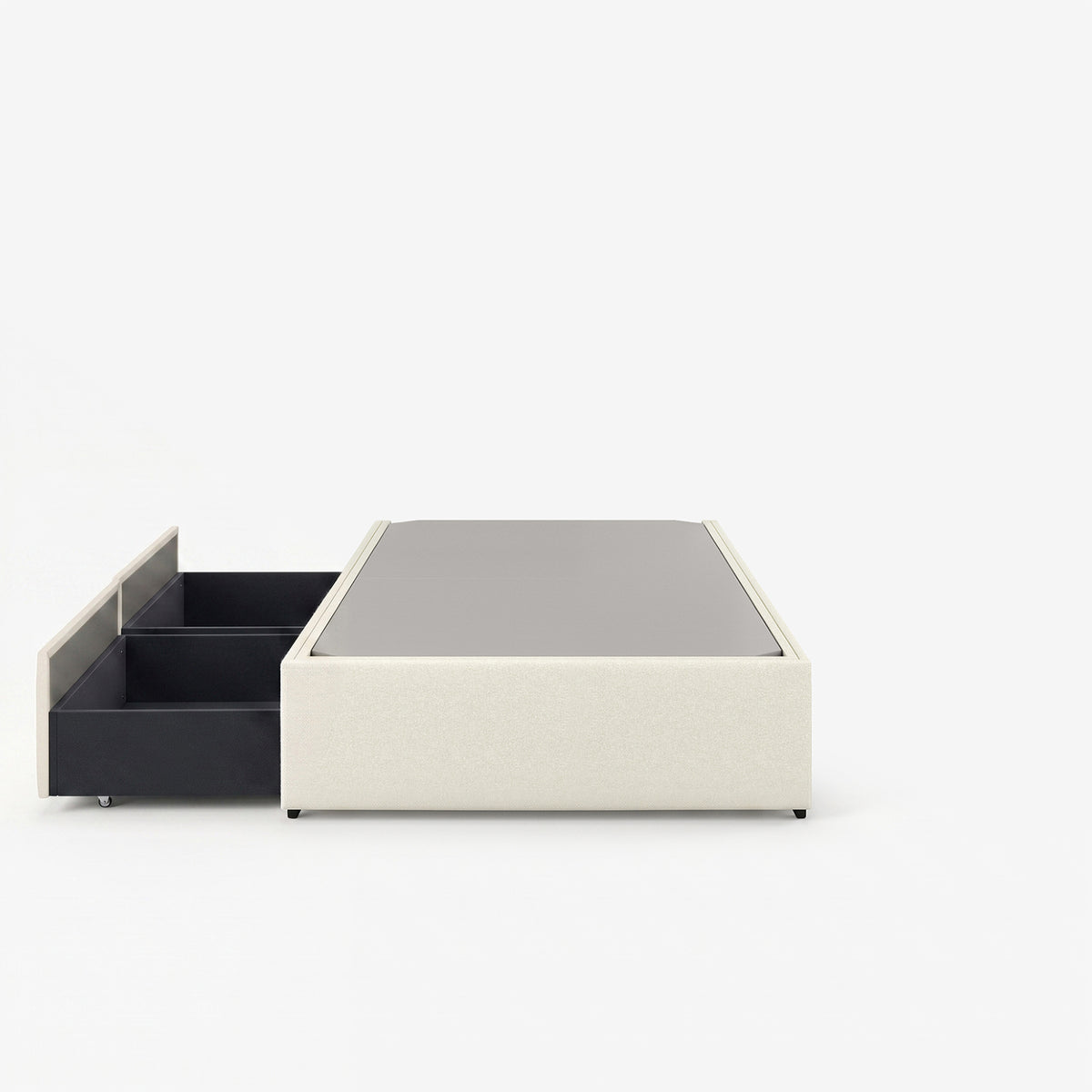 Tokyo single right drawer storage bed frame in white performance fabric
