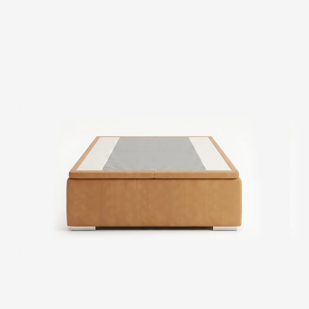 Tokyo super single high lift up storage bed frame in chester tan leather
