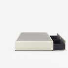 Tokyo super single left drawer storage bed frame in white performance fabric
