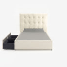 Tokyo super single right drawer storage bed frame in white performance fabric