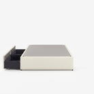 Tokyo super single right drawer storage bed frame in white performance fabric

