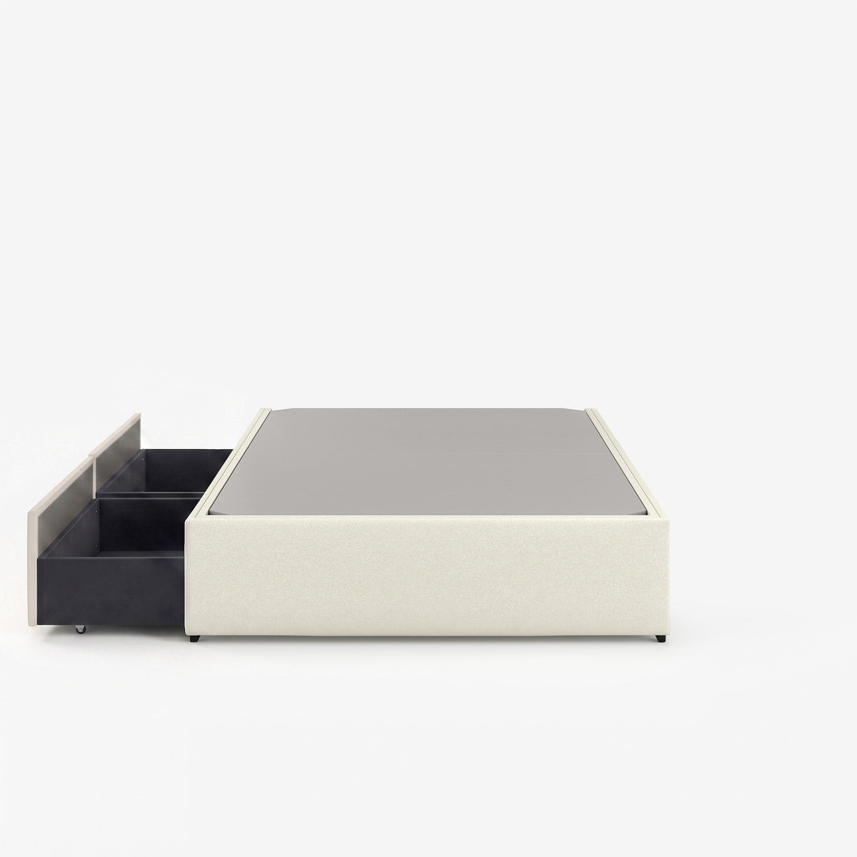 Tokyo super single right drawer storage bed frame in white performance fabric
